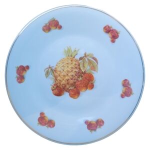 Vtg Gold Trim Porcelain Salad Dessert Plate Pineapple Strawberry Bavaria Germany